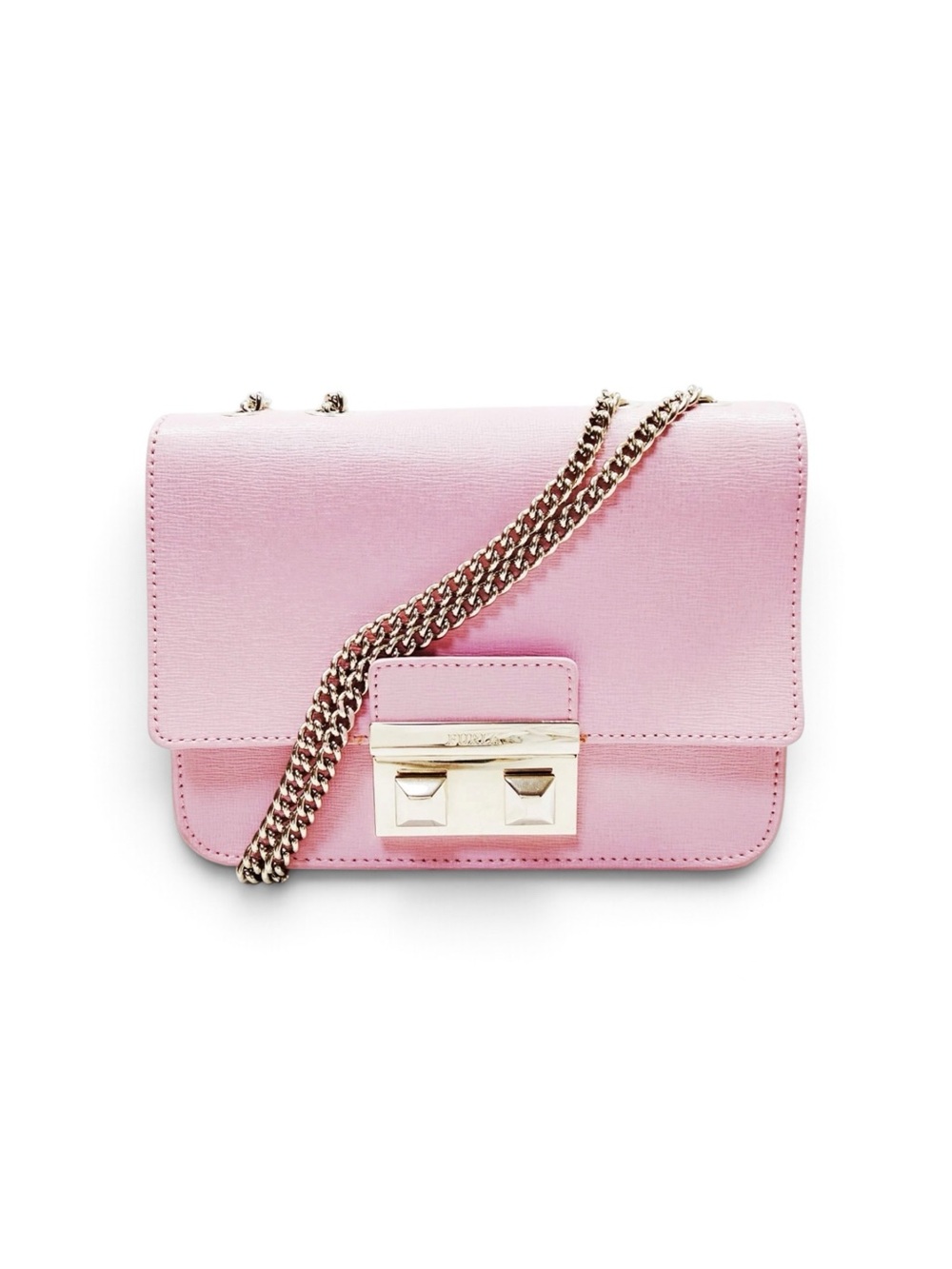 Furla Metropolis Pink Leather Crossbody with Gold Chain